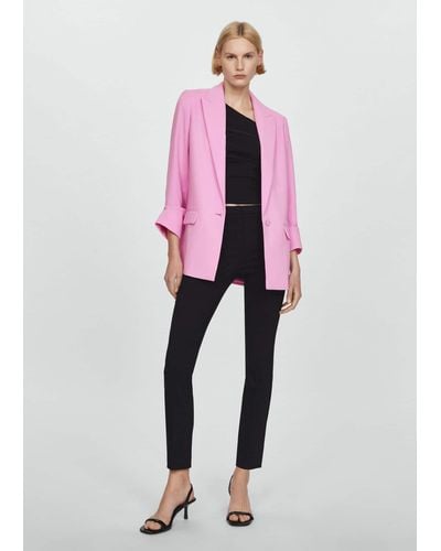 Mango Tailored Jacket With Turn-down Sleeves - Pink