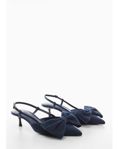 Mango Bow-heeled Denim Shoes Dark - Blue