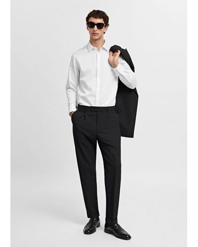 Mango 100% Cotton Slim-fit Suit Shirt - White