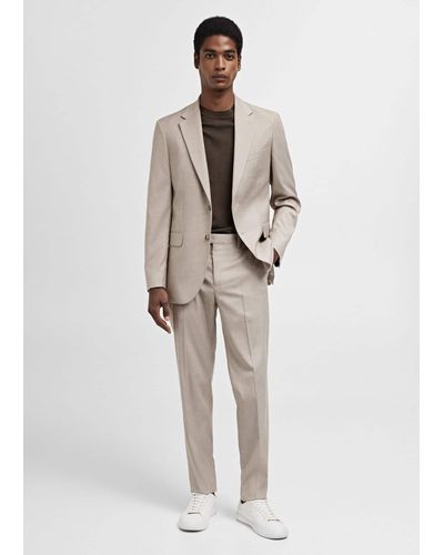 Mango Stretch Fabric Slim-fit Suit Jacket - White