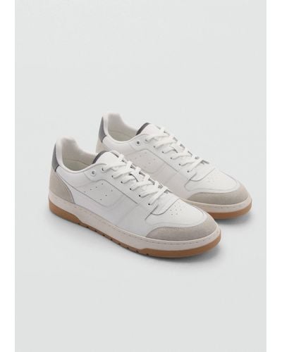 Mango Leather Mixed Trainers - White