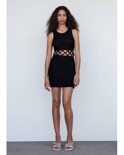 Mango Hoops Crochet Dress - Black
