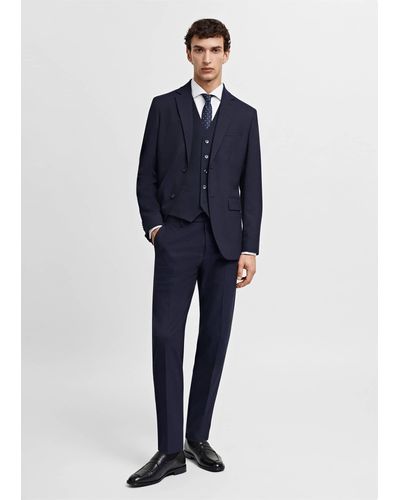 Mango Slim-fit Suit Waistcoat - Blue