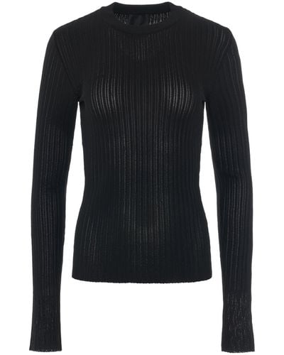 Givenchy Ribbed Crewneck Jumper, , 100% Polyester - Black