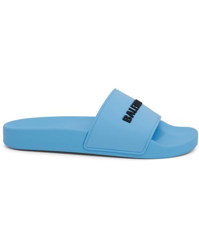 Balenciaga 3D Logo Pool Slide Sandals, Sky/, 100% Tpu - Blue