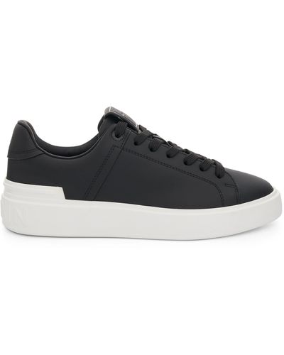 Balmain B-Court Calfskin Sneakers, /, 100% Leather - Black