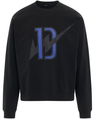 we11done 'Thunder D Logo Sweatshirt, Round Neck, Long Sleeves, , 100% Cotton, Size: Small - Blue