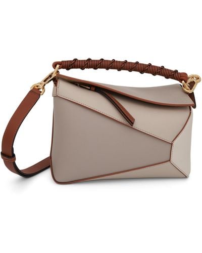 Loewe Small Puzzle Edge Bag, Ghost/Soft, 100% Leather - Brown