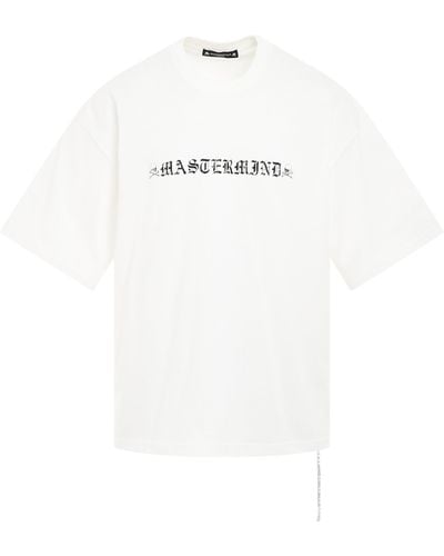 Mastermind Japan 'Rubbed Logo Boxy Fit T-Shirt, Round Neck, Short Sleeves, , 100% Cotton, Size: Small - White