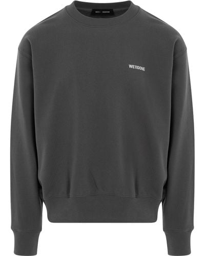 we11done Cotton Mini Logo Sweatshirt, Round Neck, Long Sleeves, , 100% Cotton, Size: Medium - Gray
