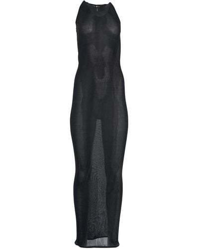 Givenchy Halter Long Silk Dress, Pleated Details - Black