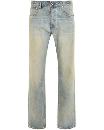 KENZO Drawn Varsity Bara Denim Jeans, Dirty, 100% Cotton - Blue