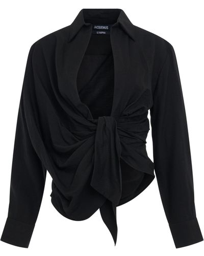 Jacquemus Bahia Tied Sash Shirt, Long Sleeves - Black