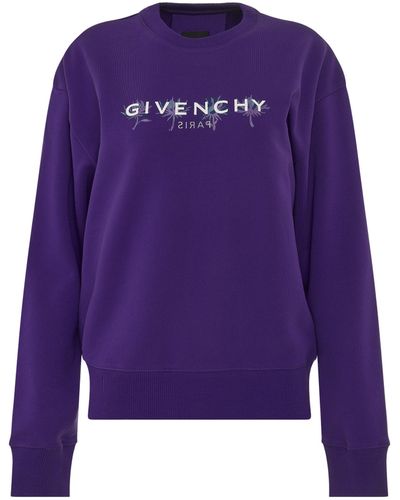 Givenchy 'Thistle Reverse Logo Sweatshirt, Round Neck, Long Sleeves, , 100% Cotton, Size: Small - Purple