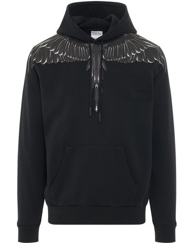 Marcelo Burlon Icon Wings Regular Hoodie, Round Neck, Short Sleeves, , 100% Cotton, Size: Large - Black
