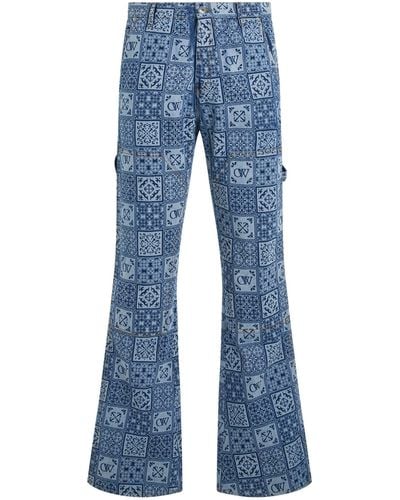 Off-White c/o Virgil Abloh Off- Mailoca Carpenter Jeans, Light, 100% Cotton - Blue