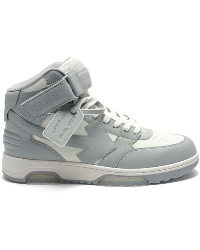 Off-White c/o Virgil Abloh Off- Out Of Office Mid Top Leather Sneakers, /, 100% Rubber - Gray