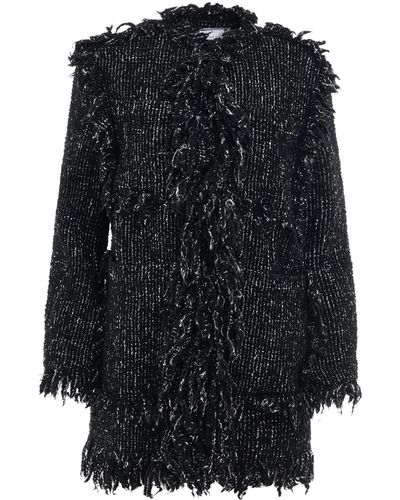 Sacai Tweed Oversized Jacket, Long Sleeves, , 100% Cupro - Black