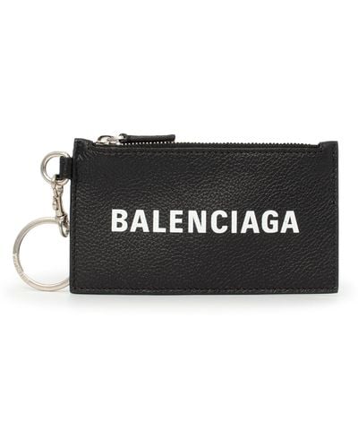 Balenciaga Cash Card Case On Keyring In Black/white