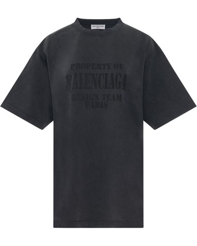 Balenciaga Property Print Vintage Jersey Large Fit T-shirt In Washed Black