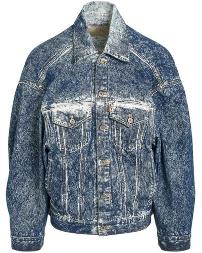 Doublet Acid Wash Denim Jacket, , 100% Cotton, Size: Medium - Blue