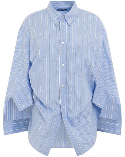 Balenciaga Bb Corp Swing Twisted Shirt, Sky/, 100% Cotton - Blue