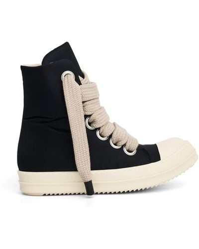 Rick Owens Jumbo Lace Puffer High Top Trainers, /Pearl/Milk, 100% Cotton - Black
