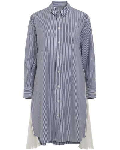 Sacai Cotton Poplin Dress, Long Sleeves, , 100% Cotton - Blue