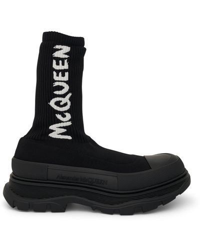 Alexander McQueen Tread Slick Knit Sock Trainers, /, 100% Fabric - Black