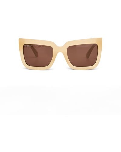 Off-White c/o Virgil Abloh Off- Firenze Sunglasses, Sand, 100% Acetate - Brown