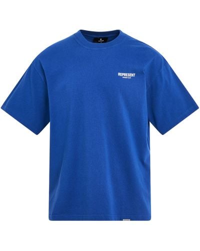 Represent 'New Owners Club T-Shirt, Short Sleeves, Cobalt, 100% Cotton, Size: Small - Blue