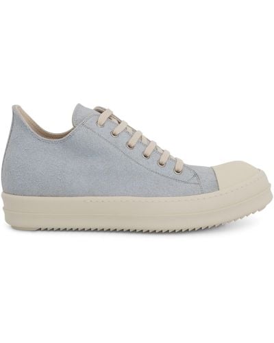 Rick Owens Shaggy Cotton Suede Low Sneakers, , 100% Cotton - Gray