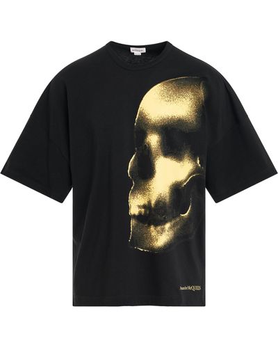 Alexander McQueen Shadow Skull Print T-Shirt, Short Sleeves, /, 100% Cotton, Size: Medium - Black