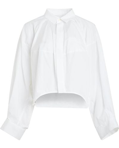 Sacai Cotton Poplin Balloon Shirt, Long Sleeves, Off, 100% Cotton - White