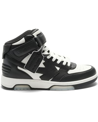 Off-White c/o Virgil Abloh Off- Out Of Office Mid Top Leather Sneakers, /, 100% Rubber - Black
