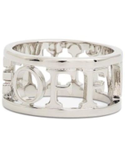 Off-White c/o Virgil Abloh Off- Logo Lettering Ring, , 100% Brass - White