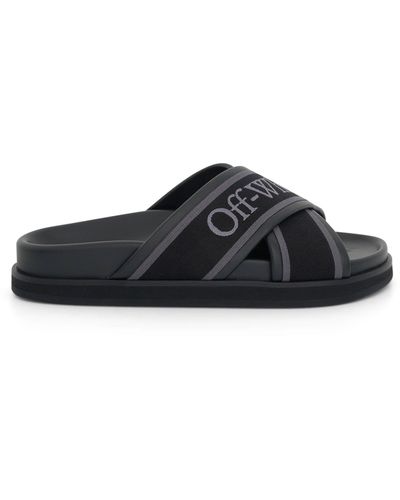 Off-White c/o Virgil Abloh Off- Cloud Criss Cross Slider Sandals, , 100% Rubber - Black