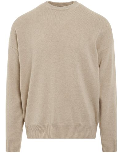 Balenciaga 'Logo Embroidered Knit Jumper, Long Sleeves, , 100% Polyester, Size: Small - Natural