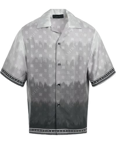 Amiri Micro Ma Paisley Bowling Shirt, Short Sleeves, , 100% Silk, Size: Medium - Gray