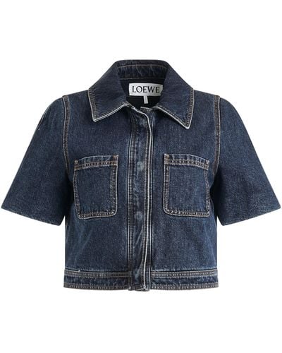 Loewe Reproportioned Denim Jacket, Short Sleeves, , 100% Cotton - Blue