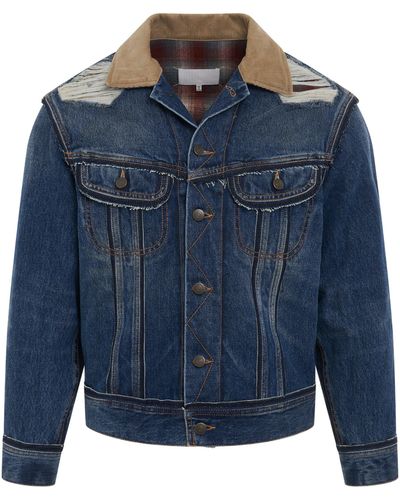 Maison Margiela Oversize Deconstruction Cut-Out Denim Jacket, Long Sleeves, , 100% Cotton - Blue