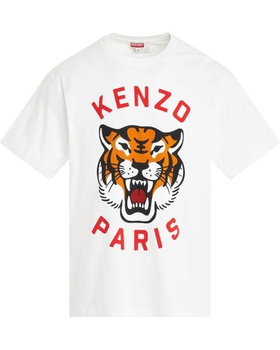 KENZO 'Lucky Tiger Oversized T-Shirt, Short Sleeves, Off, 100% Cotton, Size: Small - White