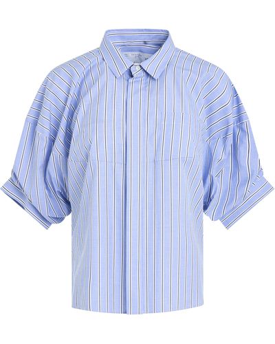 Sacai Cotton Balloon Sleeve Shirt, Light Stripe, 100% Cotton - Blue