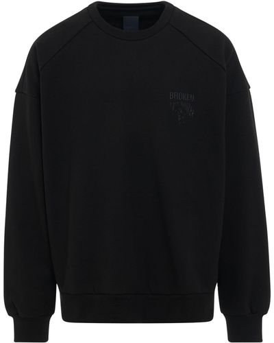 Juun.J Brushed Cotton Sweatshirts, Long Sleeves, , 100% Cotton, Size: Medium - Black