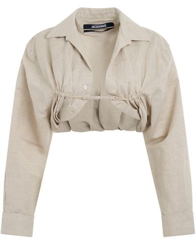 Jacquemus Machou Bolero Shirt, Long Sleeves, Light, 100% Cotton - Natural