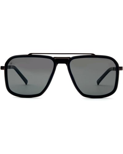 Hublot Matte Squared Sunglasses With Gradient Smoke Lens - Gray