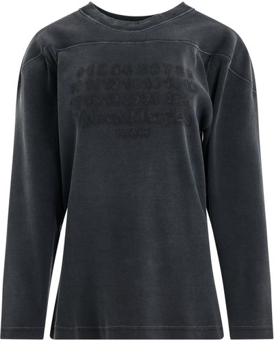 Maison Margiela 'Rib Cotton Logo Sweatshirt, Long Sleeves, , 100% Cotton, Size: Small - Black