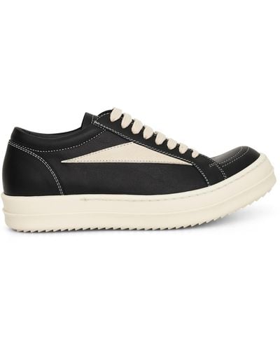 Rick Owens Vintage Leather Sneakers, /Milk, 100% Rubber - Black