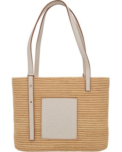 Loewe Small Square Basket Bag, Natural - White