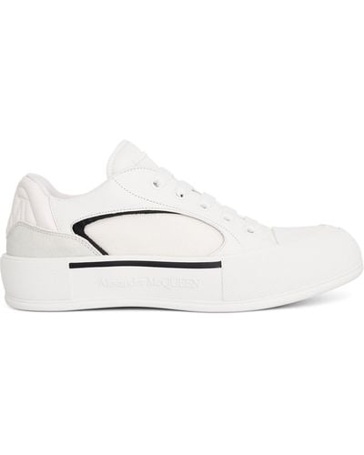 Alexander McQueen New Deck Lace-Up Plimsoll Trainers, /, 100% Leather - White